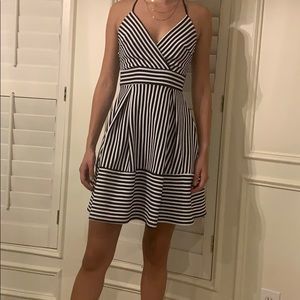 Navy and white striped sundress